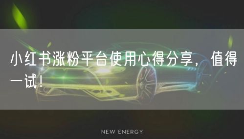 小红书涨粉平台使用心得分享，值得一试！