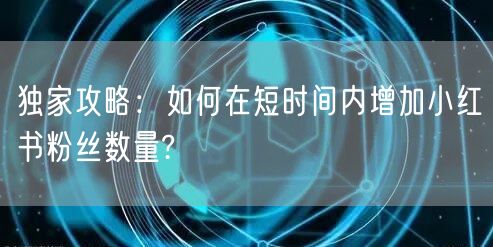 独家攻略:如何在短时间内增加小红书粉丝数量?