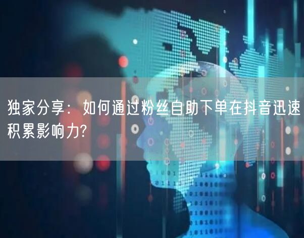 独家分享：如何通过粉丝自助下单在抖音迅速积累影响力?