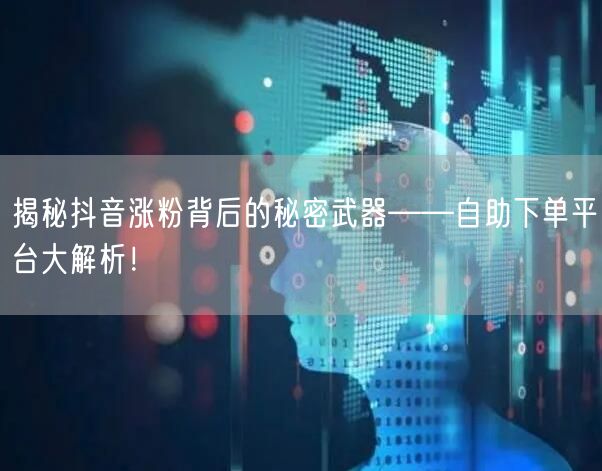 揭秘抖音涨粉背后的秘密武器——自助下单平台大解析!
