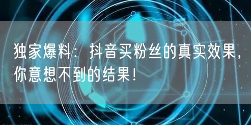 独家爆料：抖音买粉丝的真实效果，你意想不到的结果！