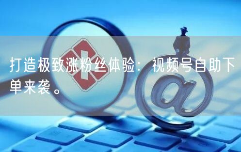 打造极致涨粉丝体验：视频号自助下单来袭。