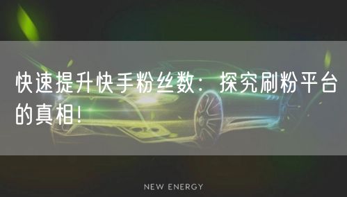 快速提升快手粉丝数：探究刷粉平台的真相！