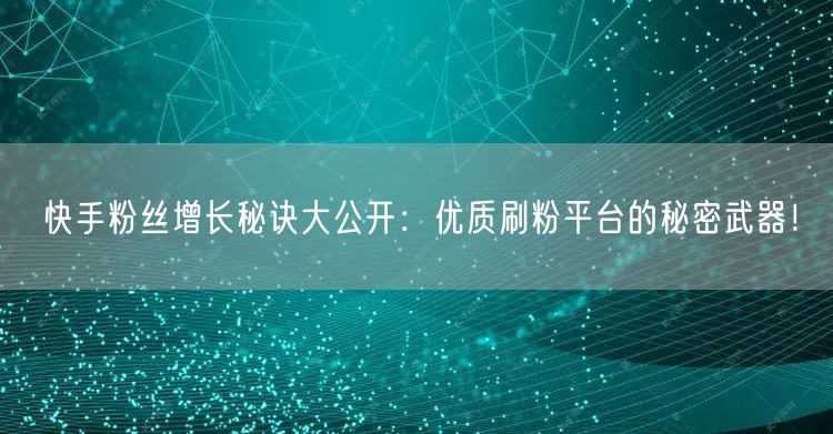 快手粉丝增长秘诀大公开：优质刷粉平台的秘密武器！
