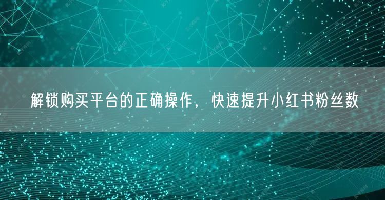 解锁购买平台的正确操作，快速提升小红书粉丝数