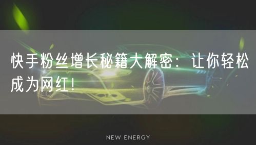 快手粉丝增长秘籍大解密：让你轻松成为网红！