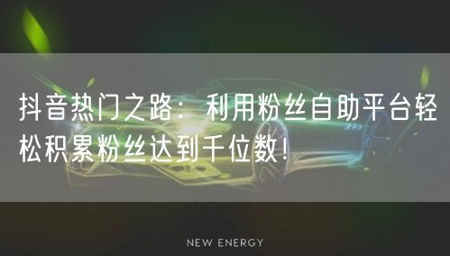 抖音热门之路：利用粉丝自助平台轻松积累粉丝达到千位数！