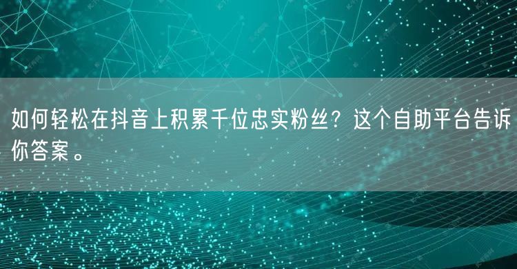 如何轻松在抖音上积累千位忠实粉丝？这个自助平台告诉你答案。