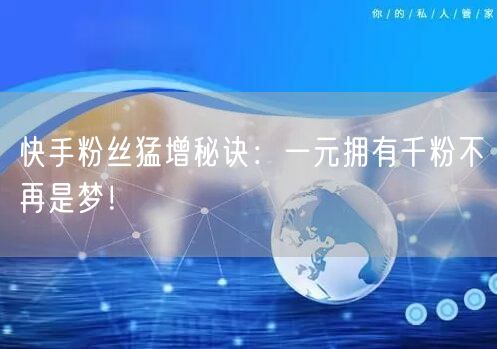 快手粉丝猛增秘诀：一元拥有千粉不再是梦！
