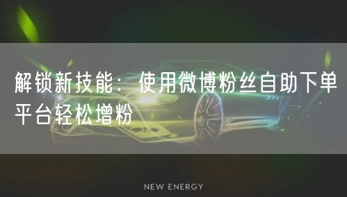 解锁新技能：使用微博粉丝自助下单平台轻松增粉