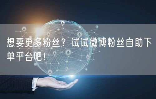 想要更多粉丝？试试微博粉丝自助下单平台吧！