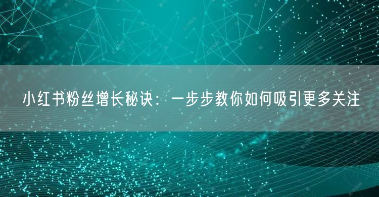 小红书粉丝增长秘诀：一步步教你如何吸引更多关注