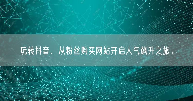 玩转抖音，从粉丝购买网站开启人气飙升之旅。
