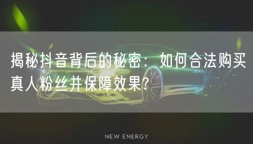 揭秘抖音背后的秘密：如何合法购买真人粉丝并保障效果?