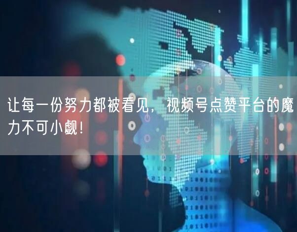 让每一份努力都被看见，视频号点赞平台的魔力不可小觑！
