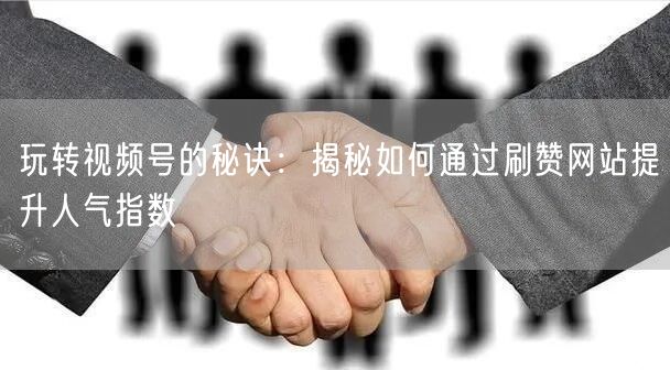 玩转视频号的秘诀：揭秘如何通过刷赞网站提升人气指数