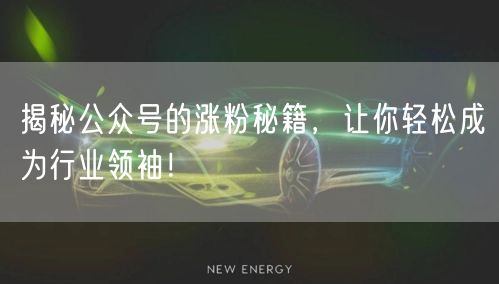 揭秘公众号的涨粉秘籍，让你轻松成为行业领袖！